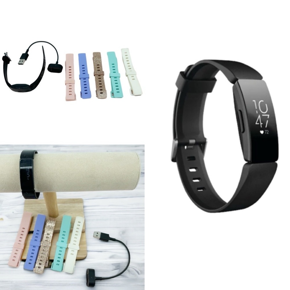 Fitbit Inspire HR Fitness Activity Tracker Pedometer & Band Bundle With Box EUC